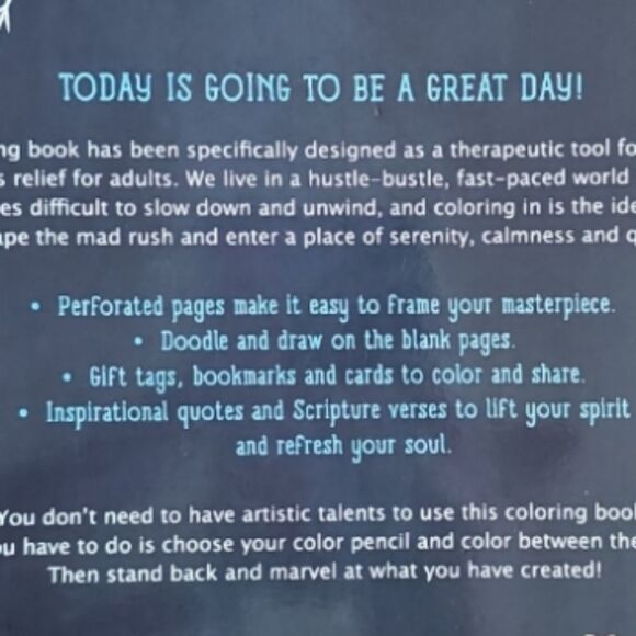 Inspirational Christian Coloring Book 75+ Pages Adult Stress Relief Holiday Gift - Picture 11 of 15